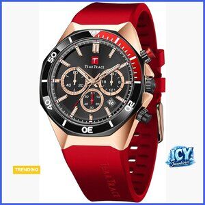 Men's Luxury Quartz Chronograph Sport Watch with Silicone Strap